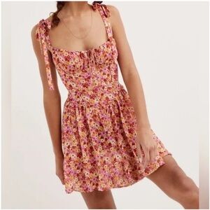 For Love & Lemons Felicia Floral Pink Mini Dress